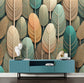 Living Room - Abstract Colorful Feather Design Wallpaper