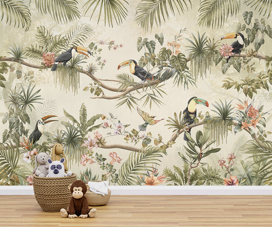 Tropical Jungle And Birds Wallpaper