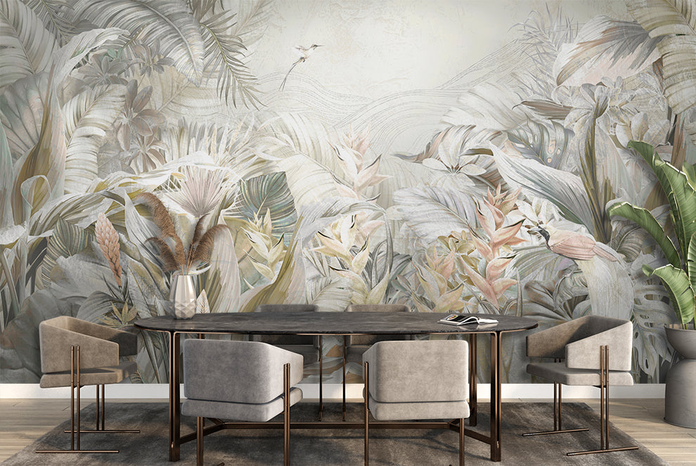 Abstract Banana Leaves tropical Paradise Jungle Wallpaper