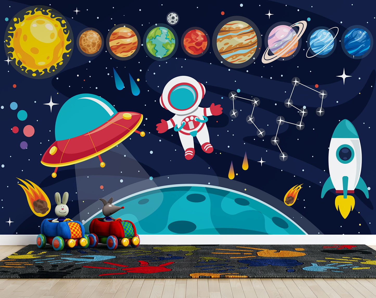 Colorful Planets Of Solar System Kids Wallpaper