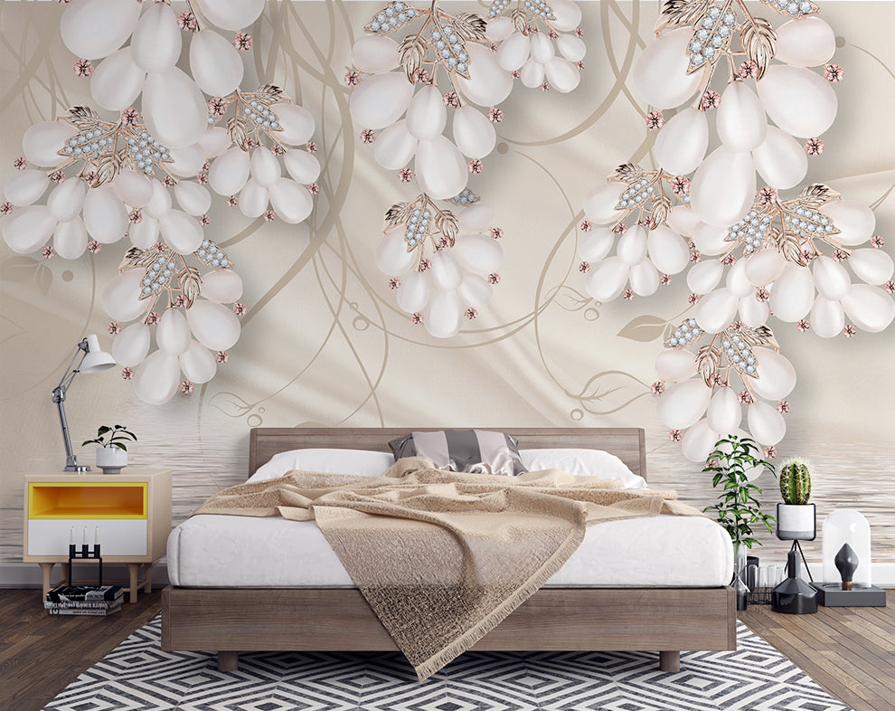 Pearl Flower Jewelry Wallpaper For Living Room