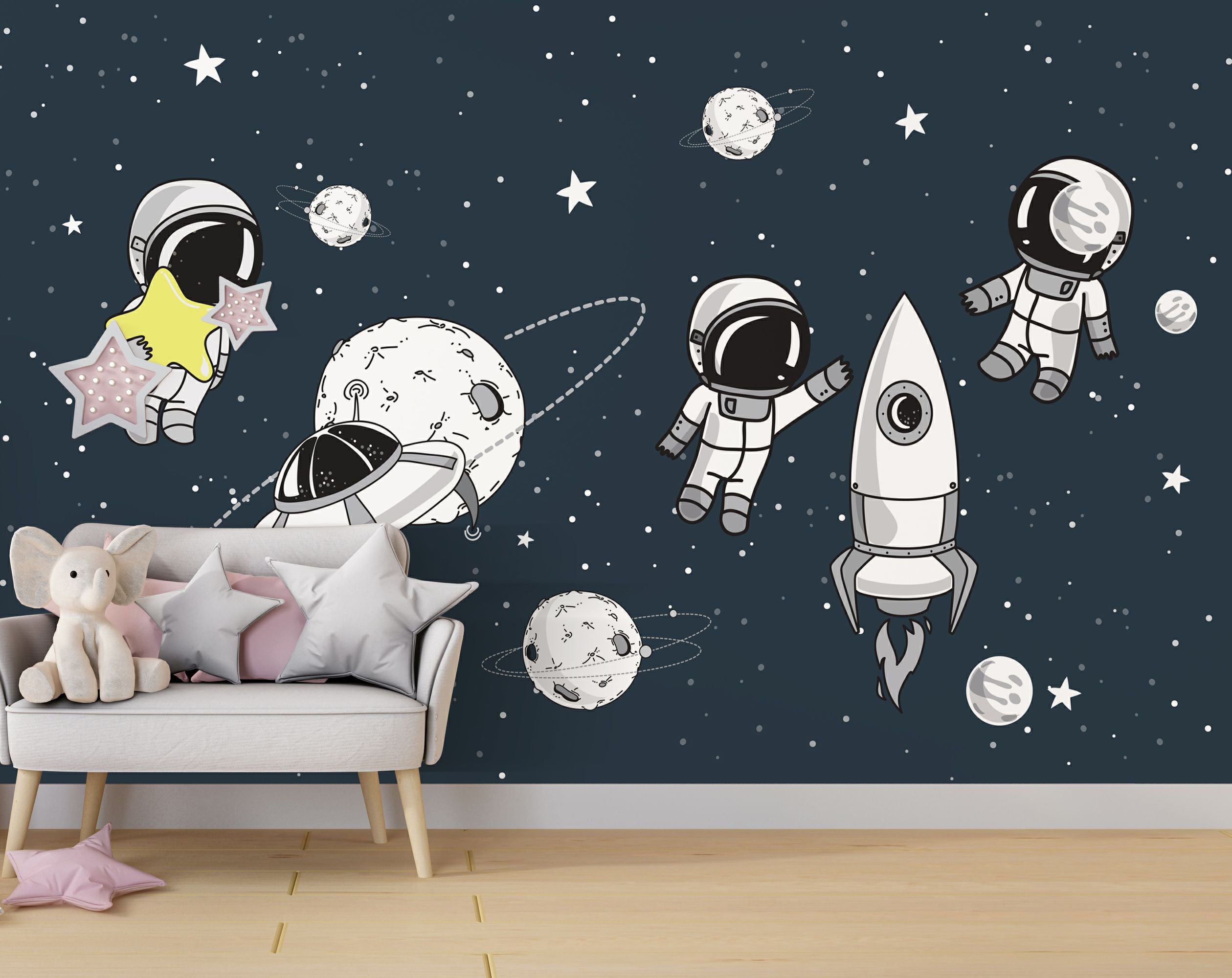 Beautiful Space Planet Starry Sky Wallpaper | Kids Room Wallpaper ...