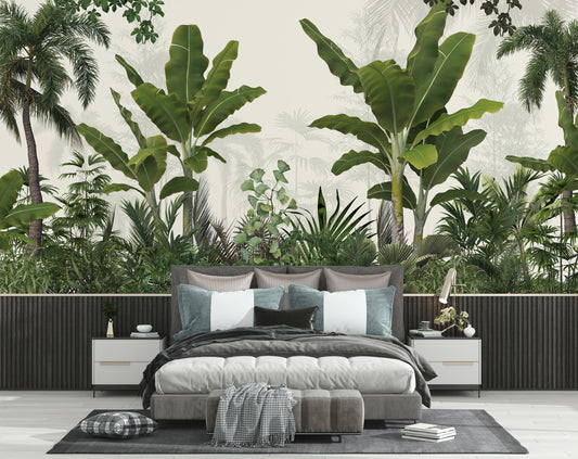 Bedroom - Banana Leaf Botanical Forest – Tropical Wall Mural, Custom Size
