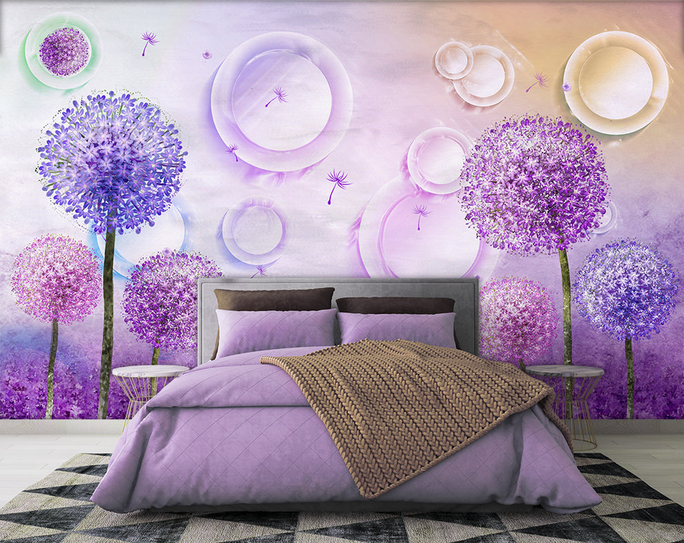 Pink Purple Dandelions Flowers Wallpaper