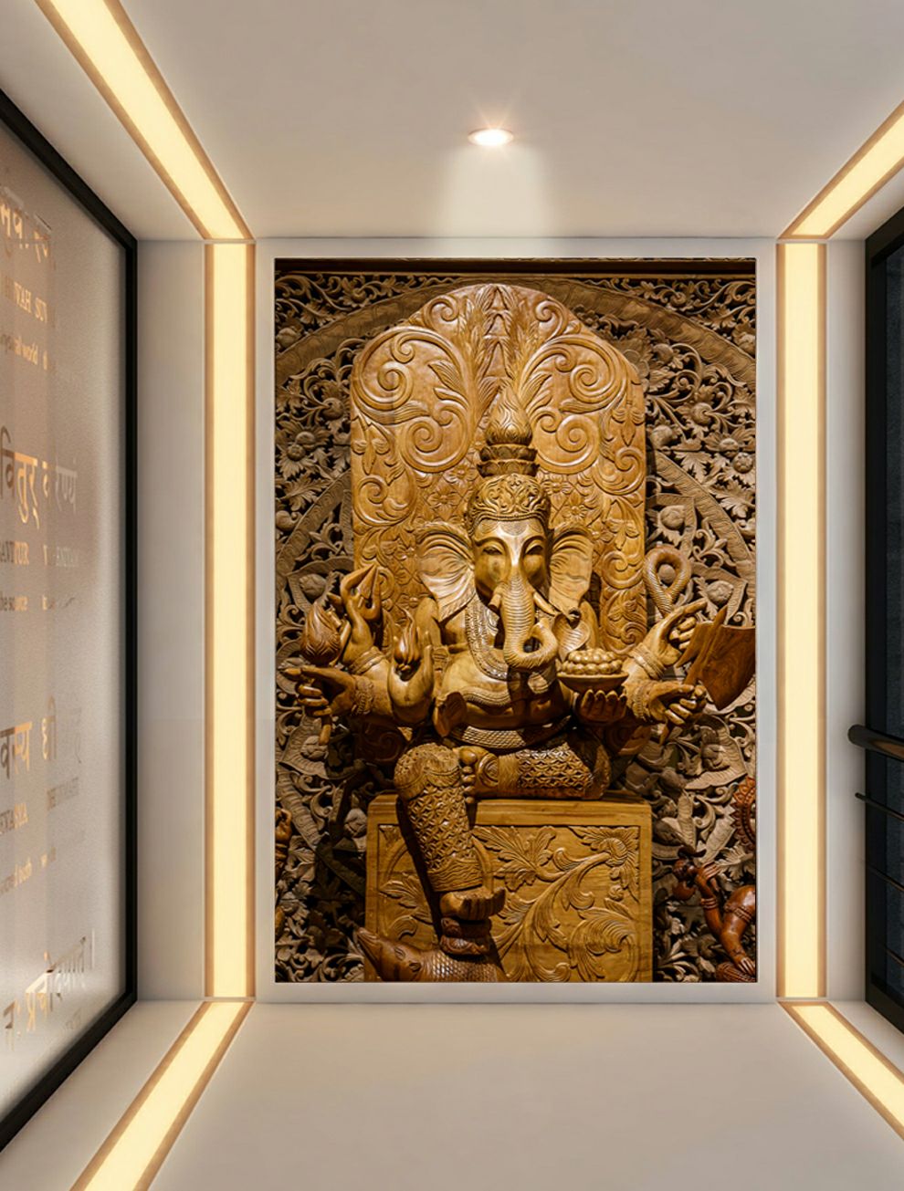 Ganesha wooden carving 3d wallpaper, Hindu gods customized wallpaper