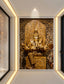 Pooja Room - Ganesha wooden carving 3d wallpaper, Hindu gods customized wallpaper