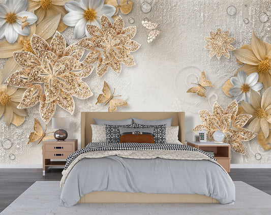 Diamond Jewelry Style Floral Wallpaper