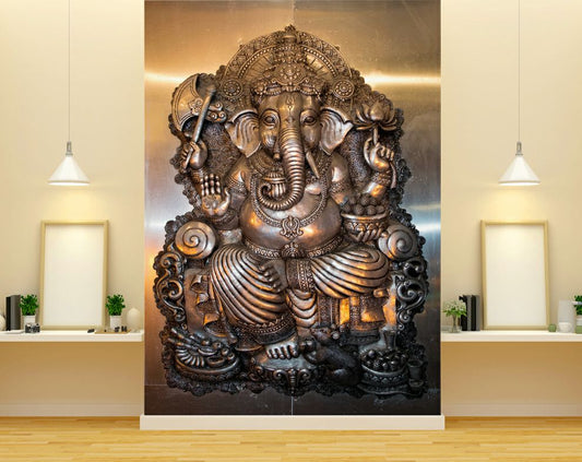 Pooja Room - 3D Mural Wallpaper lord ganesha customized wallpaper