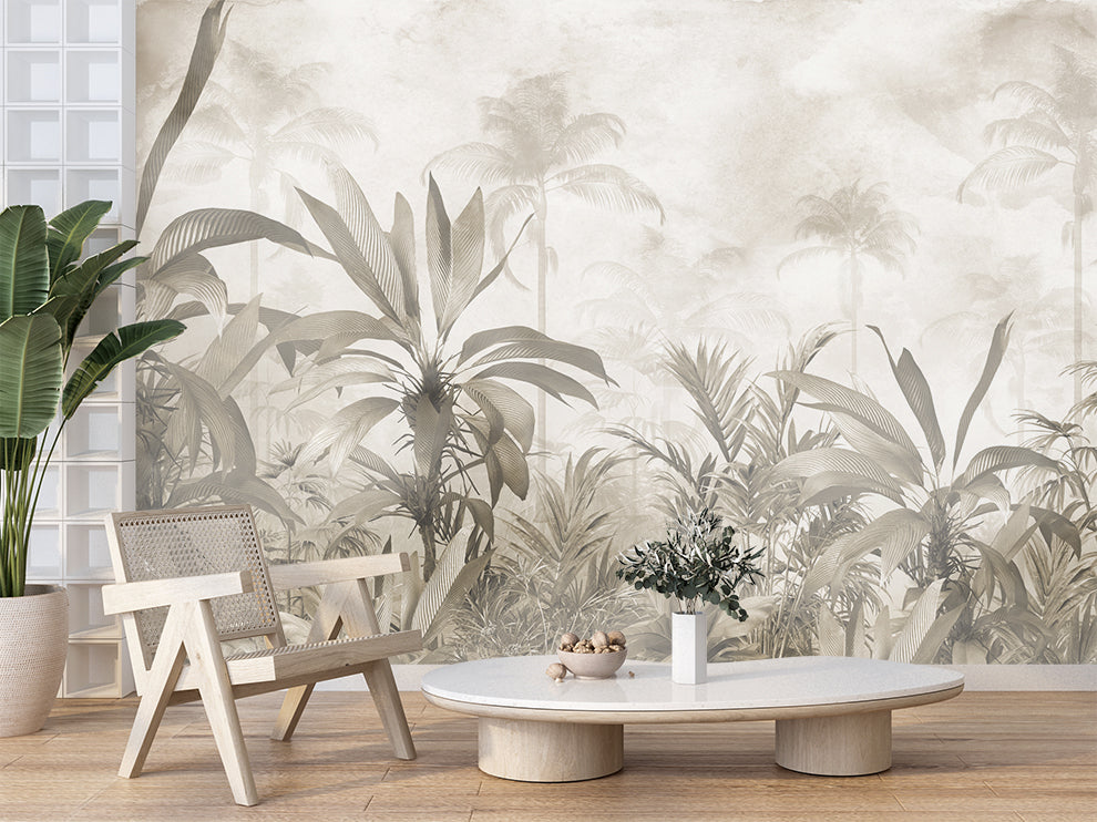 Tropical Trees And Plants Vintage Wallpaper