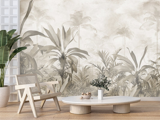 Tropical Trees And Plants Vintage Wallpaper