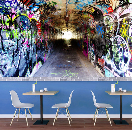 3D Graffiti Style Cafe Wallpaper