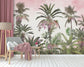 Watercolor tropical leaves and flowers wallpaper - view 2