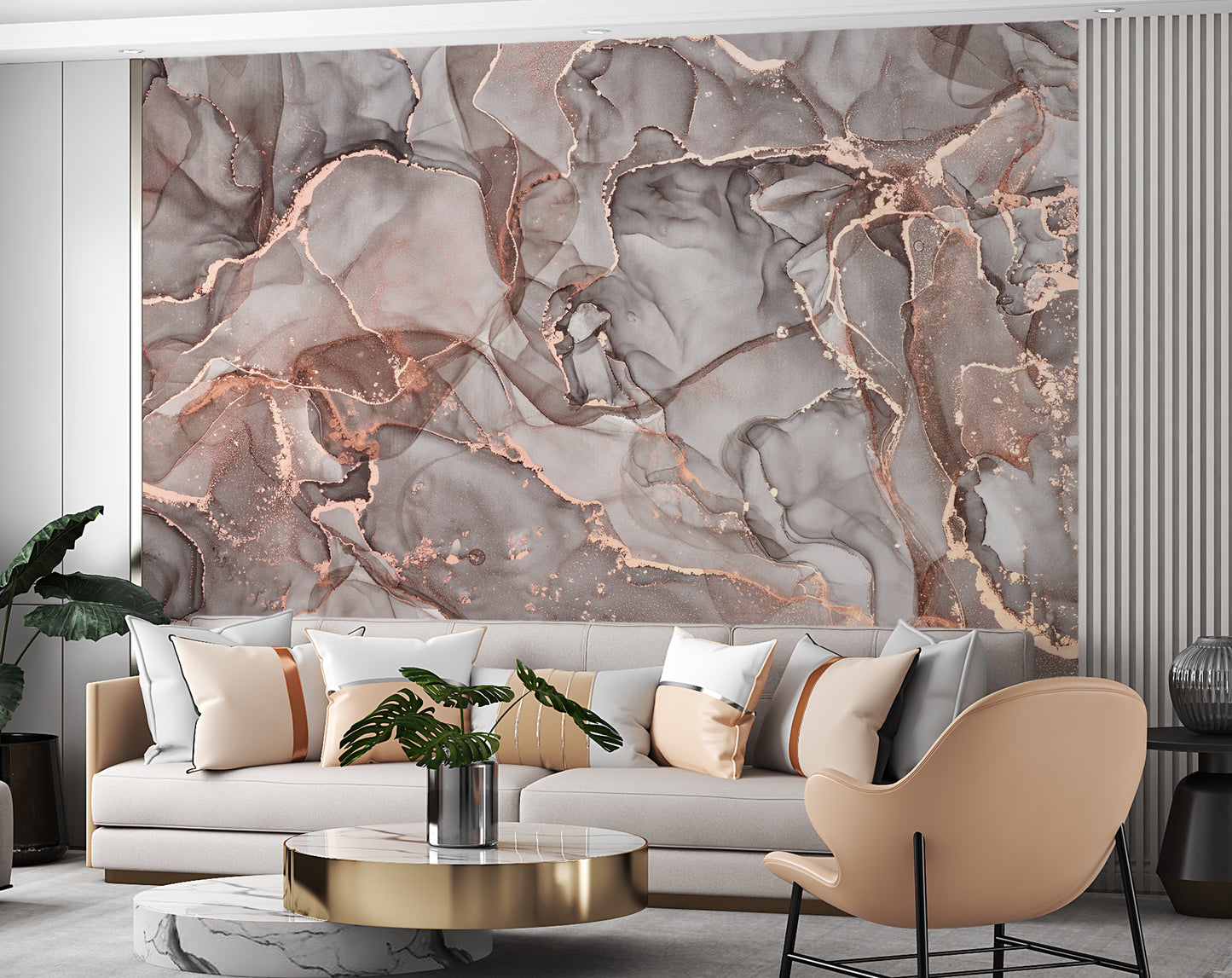 Beige Pink Mix Marble Wallpaper | Custom Wallpaper