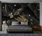 3D black and gold leaf pearl wallpaper - view 3