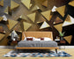 Bedroom - 3D Gold Geometric Art Wallpaper