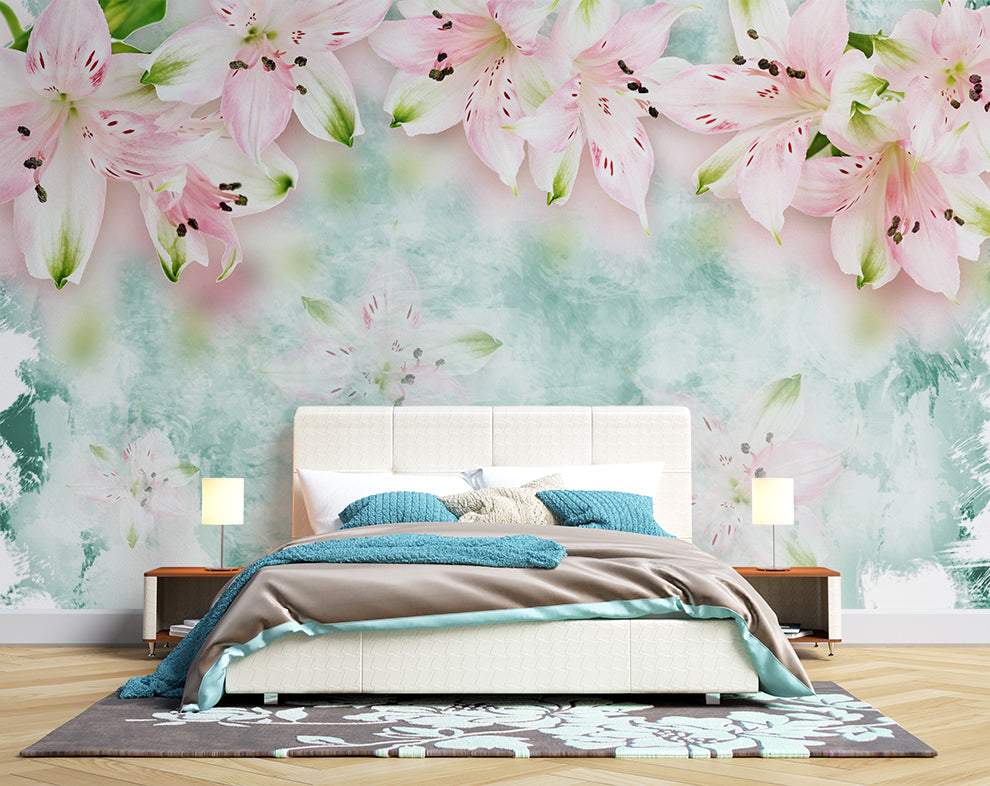 Lily Pink Floral 3D Wallpaper – Home Decoram