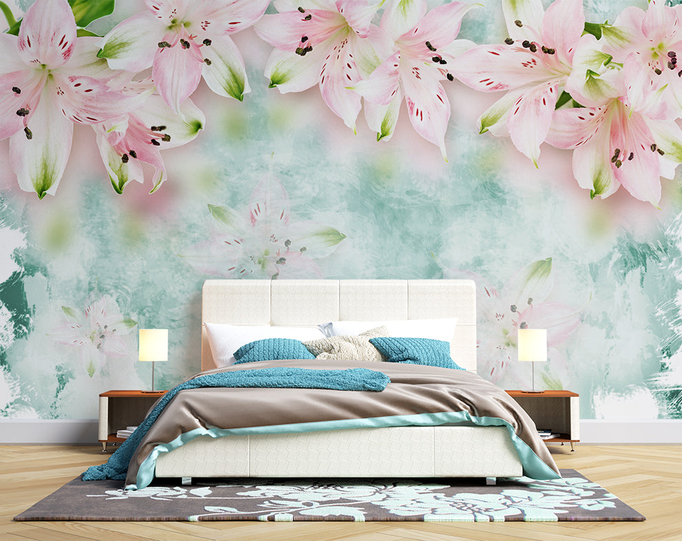 Lily Pink Floral 3D Wallpaper