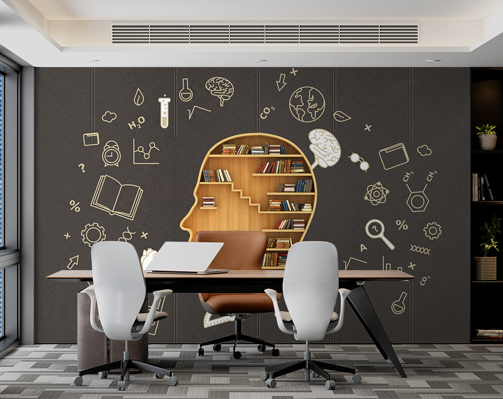 3d Mind creative bookshelf wallpaper