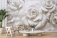 3D White Rose Flowers Wallpaper