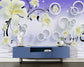 Purple wallpaper with white flowers - view 2