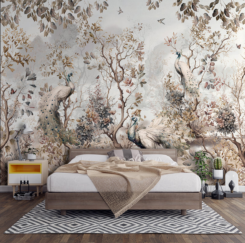 Chinoiserie peacock wallpaper - view 2