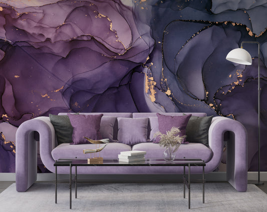 Abstract Purple Marble Wallpaper | Livingroom Wallpaper