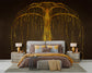 Abstract golden tree mural - view 2