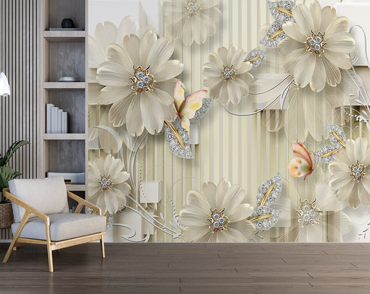 Butterfly And Floral Diamond Jewelry Wallpaper