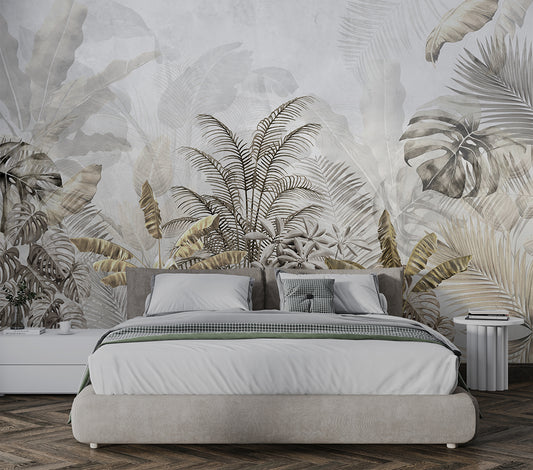 Tropical Tree And Plants Botanical Wallpaper