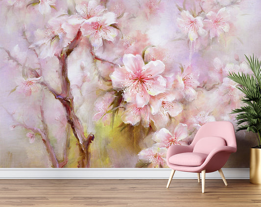 Cherry Blossom Floral Painting Wallpaper