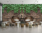 3D hanging leaves and chairs wall mural - view 2