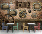 Brick and wooden wheel restaurant wallpaper - view 3