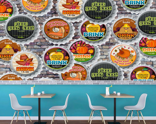 Wine Bottle Cap Hook Cafe And Restaurant Wallpaper