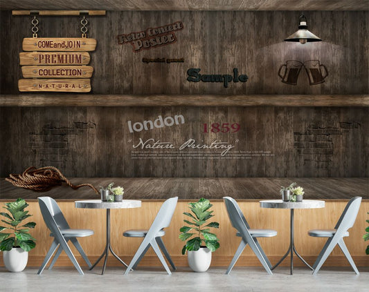 French Romance Retro Brick Wall Coffee Shop Wallpaper