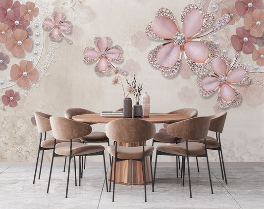 Peach Color Flowers Jewelry pattern Wallpapers