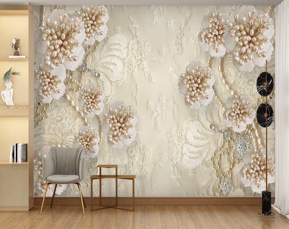 Pearl Flower Design Customized Wallpaper