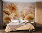 Beige big flowers vintage wallpaper