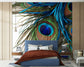 Green blue peacock feather wallpaper - view 3
