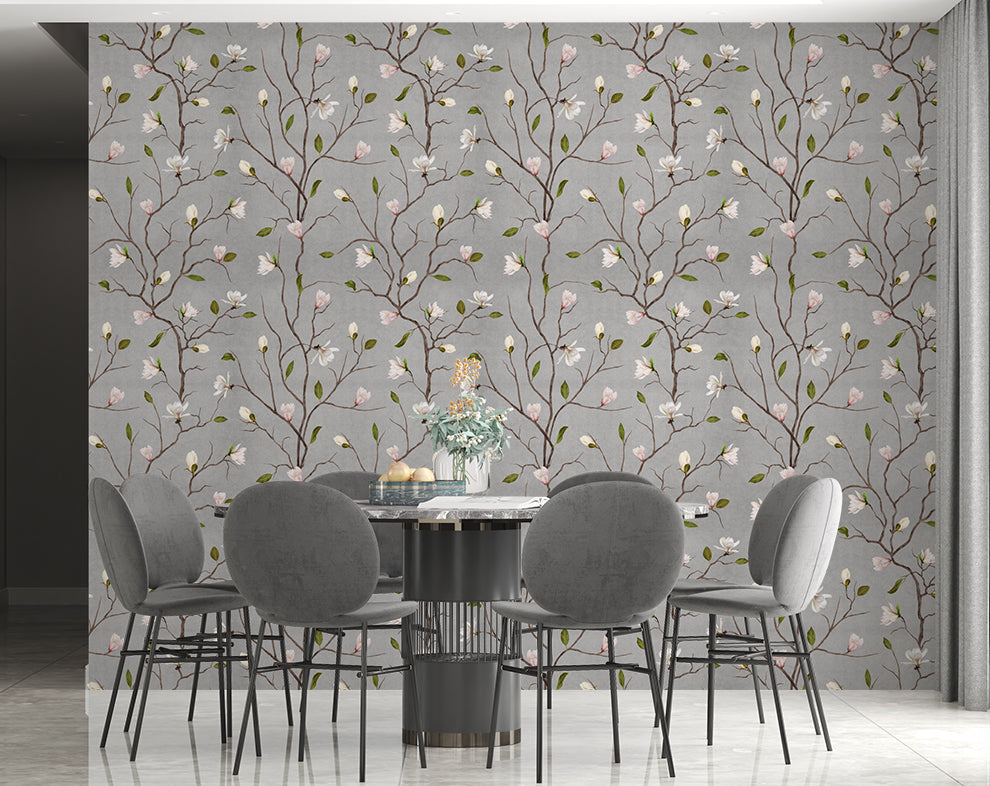 chinoiserie Magnolia Wallpaper Roll Botanical Wallpaper