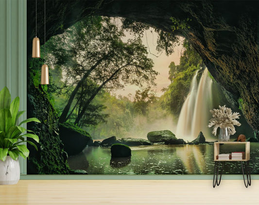 Living Room - Waterfall Rainforest Nature View wallpaper