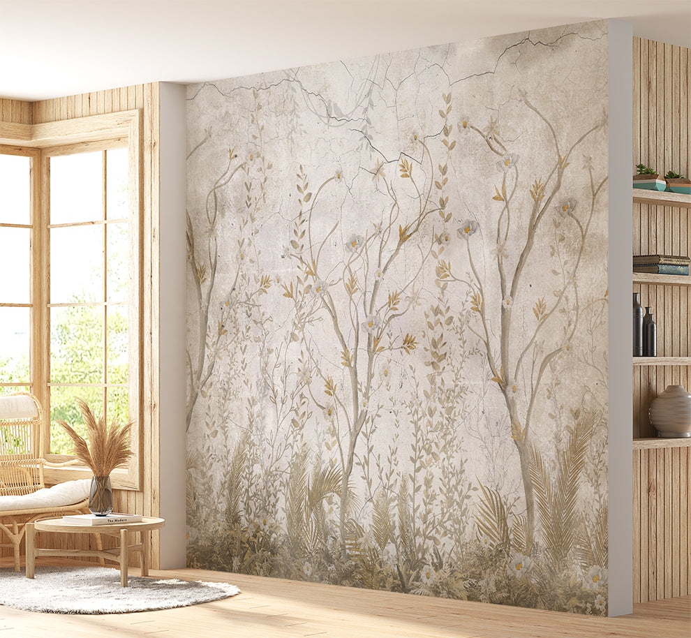 Vintage Chinoiserie Trees Wallpaper