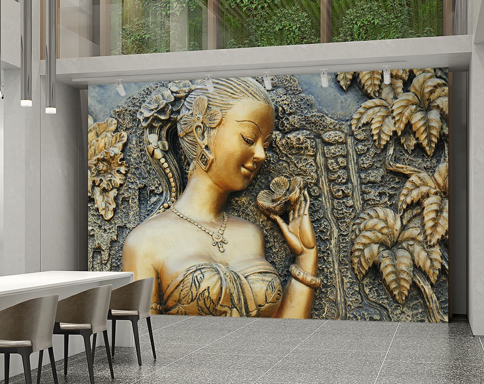 Pretty Women Sculpture 3D Wall Mural Wallpaper
