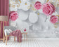 Pink rose floral wallpaper - view 2