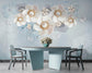 Sky blue jewelry flowers 3D wallpaper - view 3