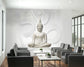 White Buddha wallpaper for living room