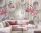 Embossed pink lotus flowers wallpaper