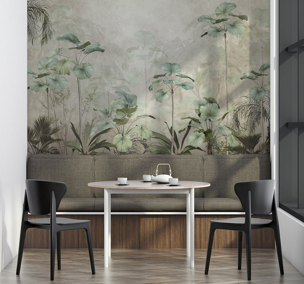 Botanical Tropical Green Forest Wallpaper