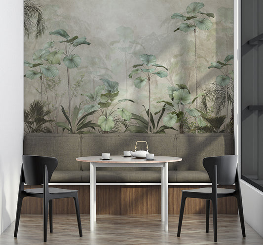 Botanical Tropical Green Forest Wallpaper