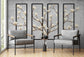 3D Floral & Square Frame Botanical Grey Wallpaper