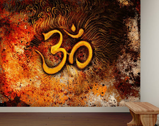 Burning Om Symbol Wallpaper | Spiritual wallpaper for walls